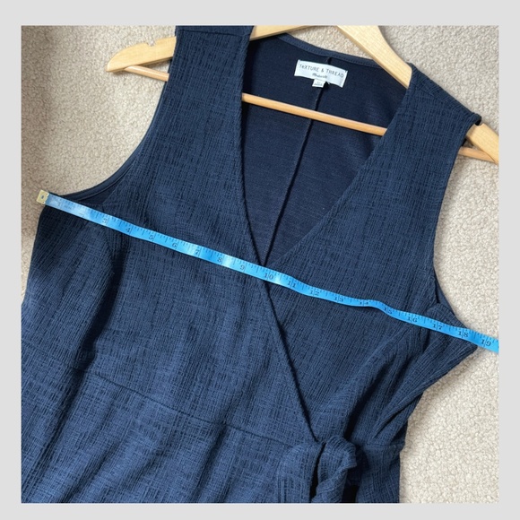 Madewell Texture + Thread Dress Navy Blue Faux Wrap Side Tie Sleeveless V-Neck… - Picture 11 of 15